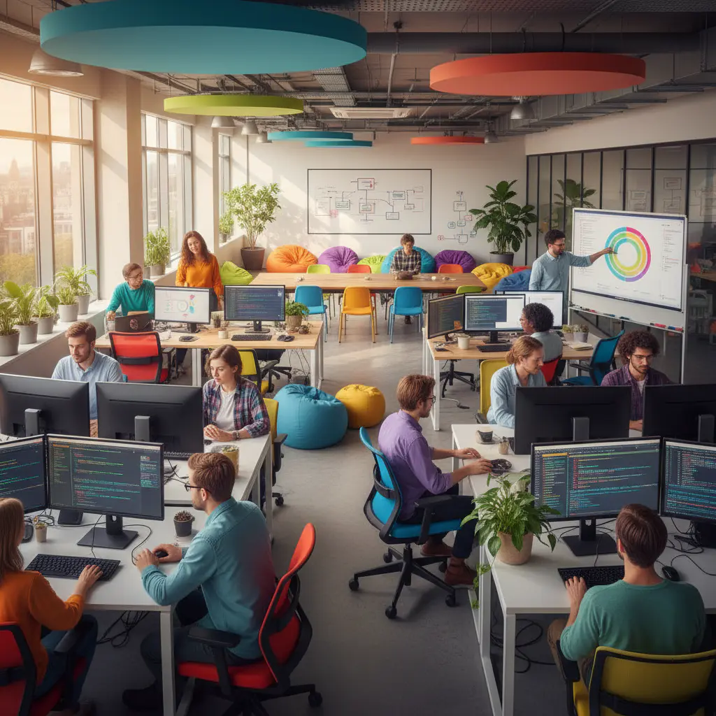 Equipo de desarrollo trabajando